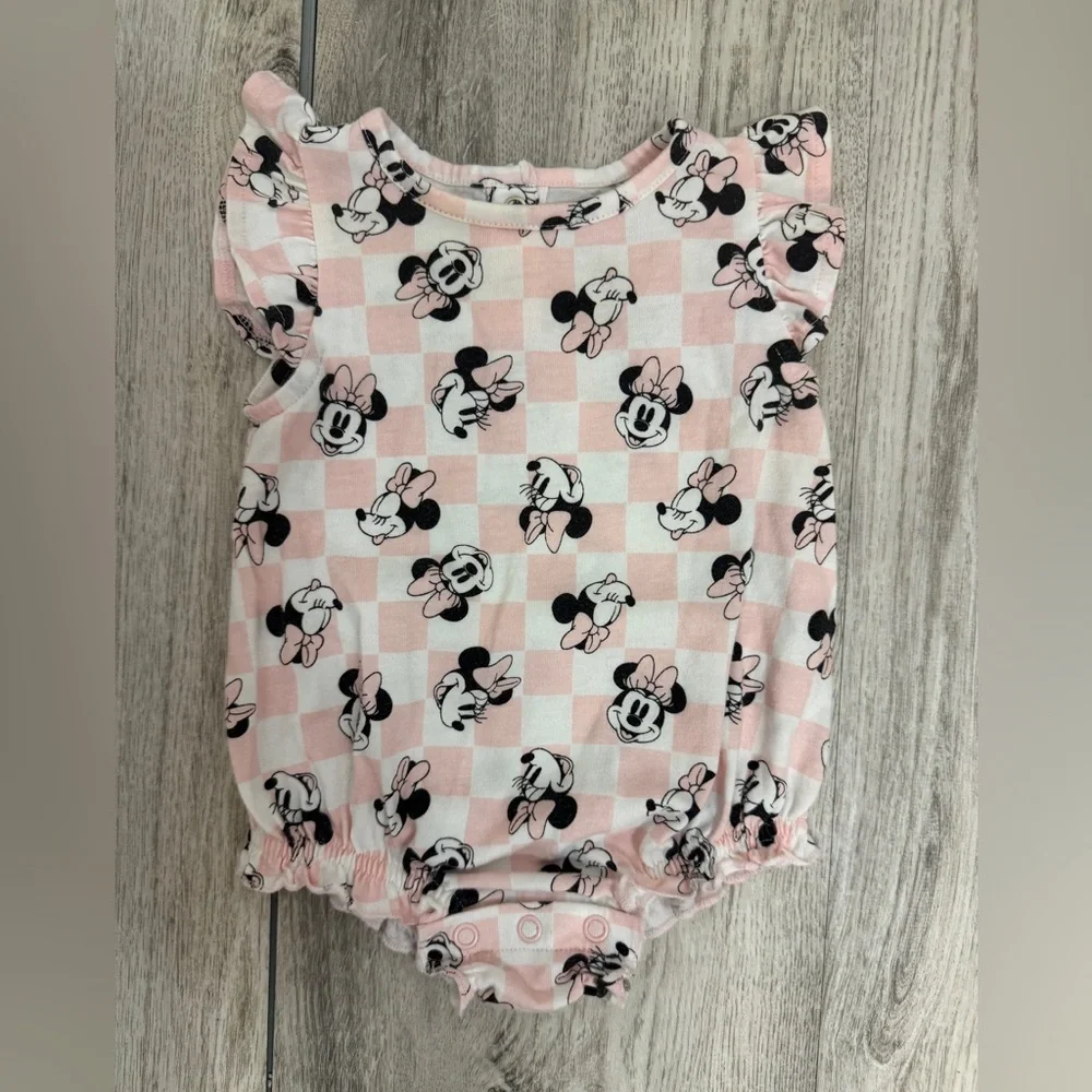 Pink and White Minnie Mouse Baby Romper